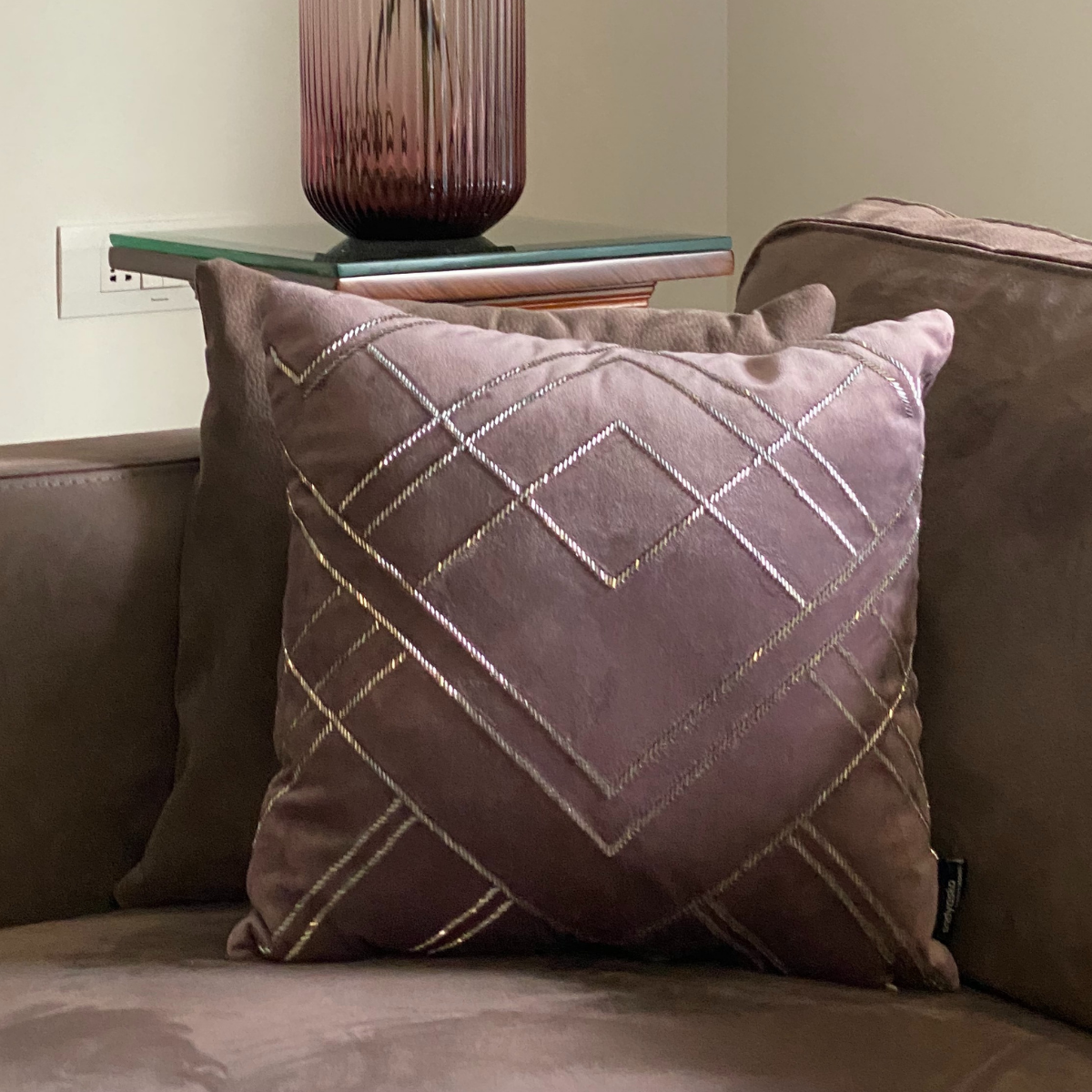 Sadyaska Decorative Blaze Lilac Velvet 16x16 1 Pcs Cushion Cover