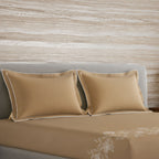 Sansaar by DDdecor Large Bedsheet Set with 2 Pillow Covers - Vinelet - Coffee - Embroidered - 1 Pc