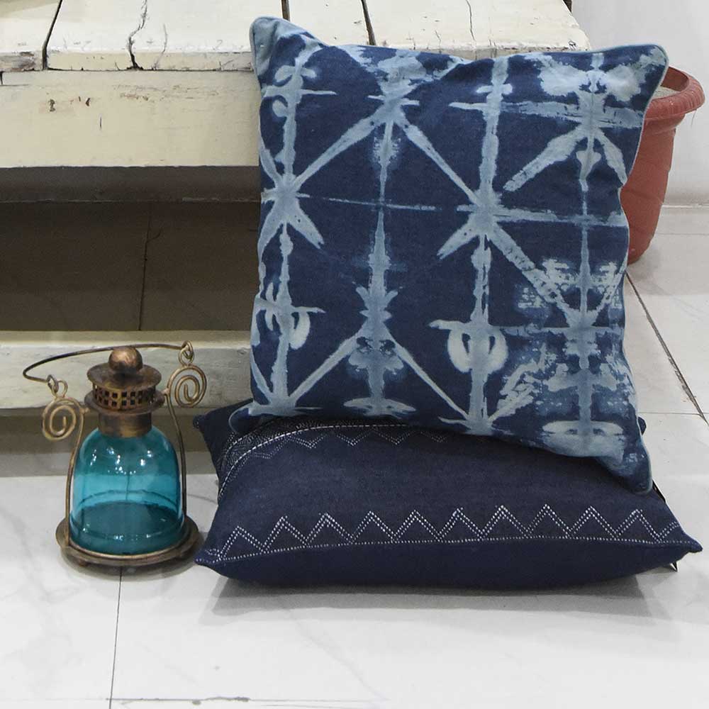 Sadyaska Costa Design Tie &amp; Dye Denim Printed Car Sofa Chair Dining Room, Bedroom Shibori Pillow Cushion Case 16" X 16"… 1 Pcs Cushion Cover