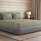Sansaar by DDdecor Large Bedsheet Set with 2 Pillow Covers - Arrowlet - Moss Gray - Embroidered - 1 Pc