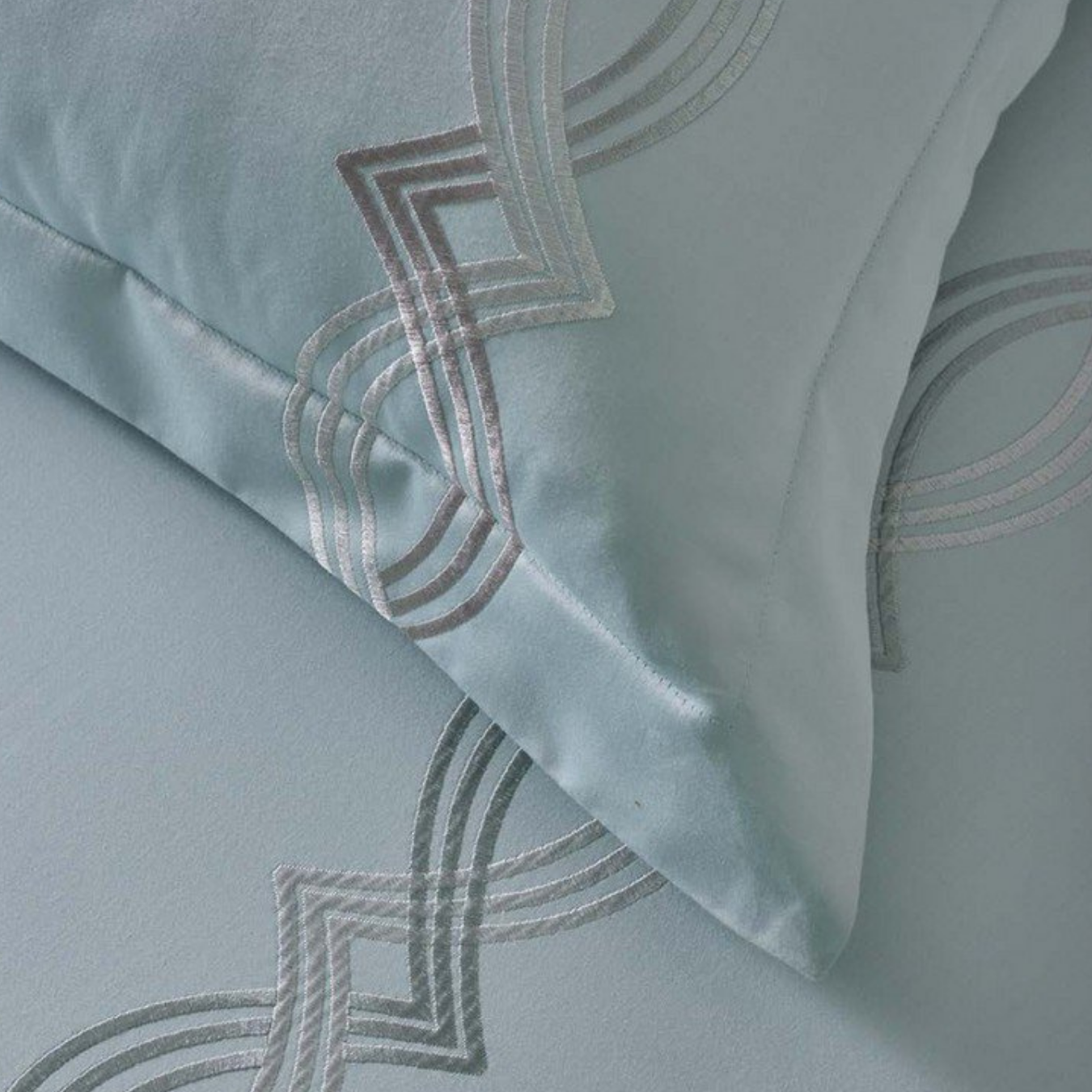 D'Decor Imperial II Grace Pastel Blue Elegant Embroidered 5-Piece Double Bedsheet Set | IP08 Grace Pastel Blue