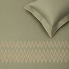 Sansaar by DDdecor Large Bedsheet Set with 2 Pillow Covers - Arrowlet - Moss Gray - Embroidered - 1 Pc
