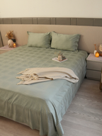 Sadyaska Minted Sage Premium Tencel Jacquard Set with Lace 1 Pcs Bedsheet