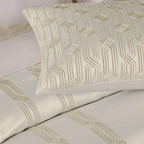D'Decor Luxor Estella Oatmeal Luxury 6-Piece Bedding Gift Set | 800 TC Cotton Sateen Bedsheet & Embroidered Bed Cover | LX02 Oatmeal
