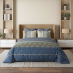 D'Decor Mirage Chevronet Neutral Grey Abstract Digitally Printed 3-Piece Double Bedsheet Set | MS03 Chevronet Neutral Grey