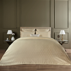 D'Decor Luxor Sanders Butter Cream Super Premium 6-Piece Bedding Gift Set | 800 TC Cotton Sateen & Monotone Embroidered Quilted Bed Cover | LX01 Butter Cream