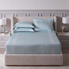 D'Decor Imperial II Stella Pastel Blue Elegant Embroidered 5-Piece Double Bedsheet Set | IP05 Pastel Blue