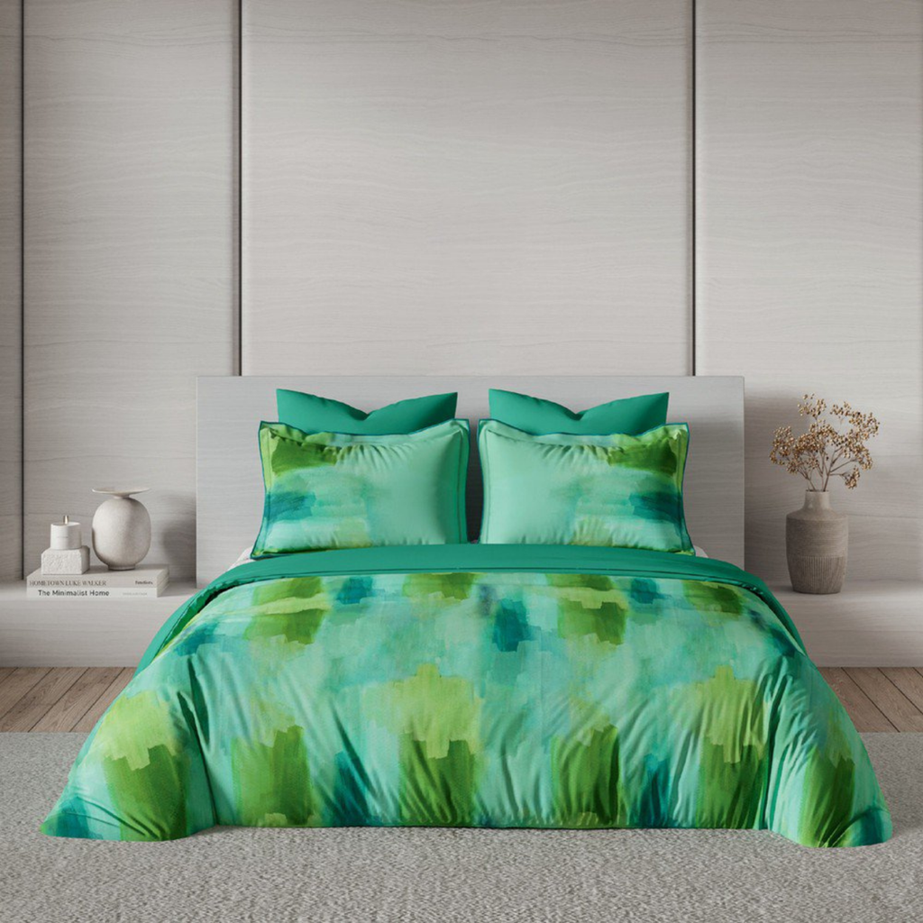 D'Decor Mirage Reverie Blue Turquoise Abstract Digitally Printed 3-Piece Double Bedsheet Set | MS05 Reverie Blue Turquoise