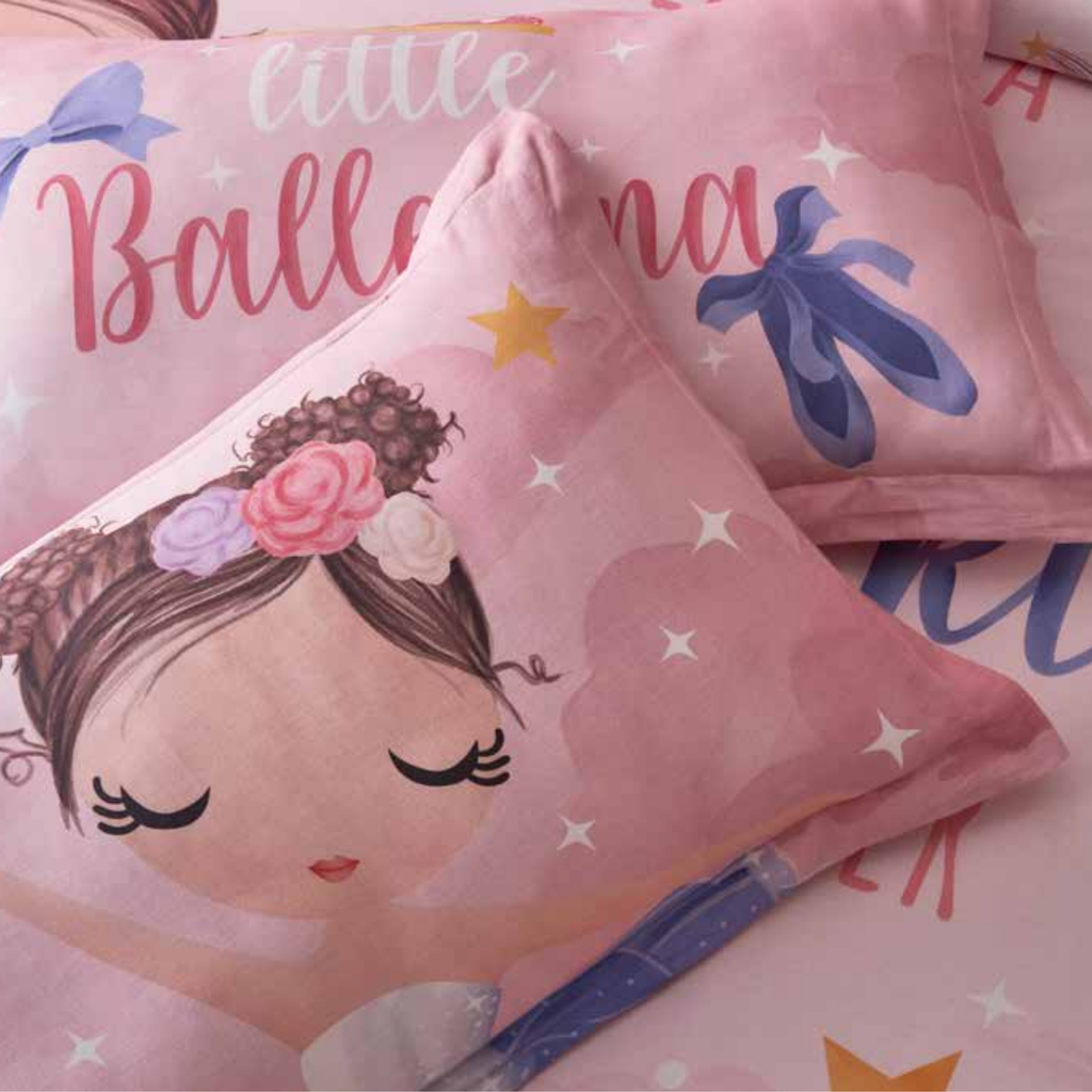 D'Decor Kids Zone Ballerina Candy Floss Digital Print Cotton Bedsheet Set | LB26 Candy Floss