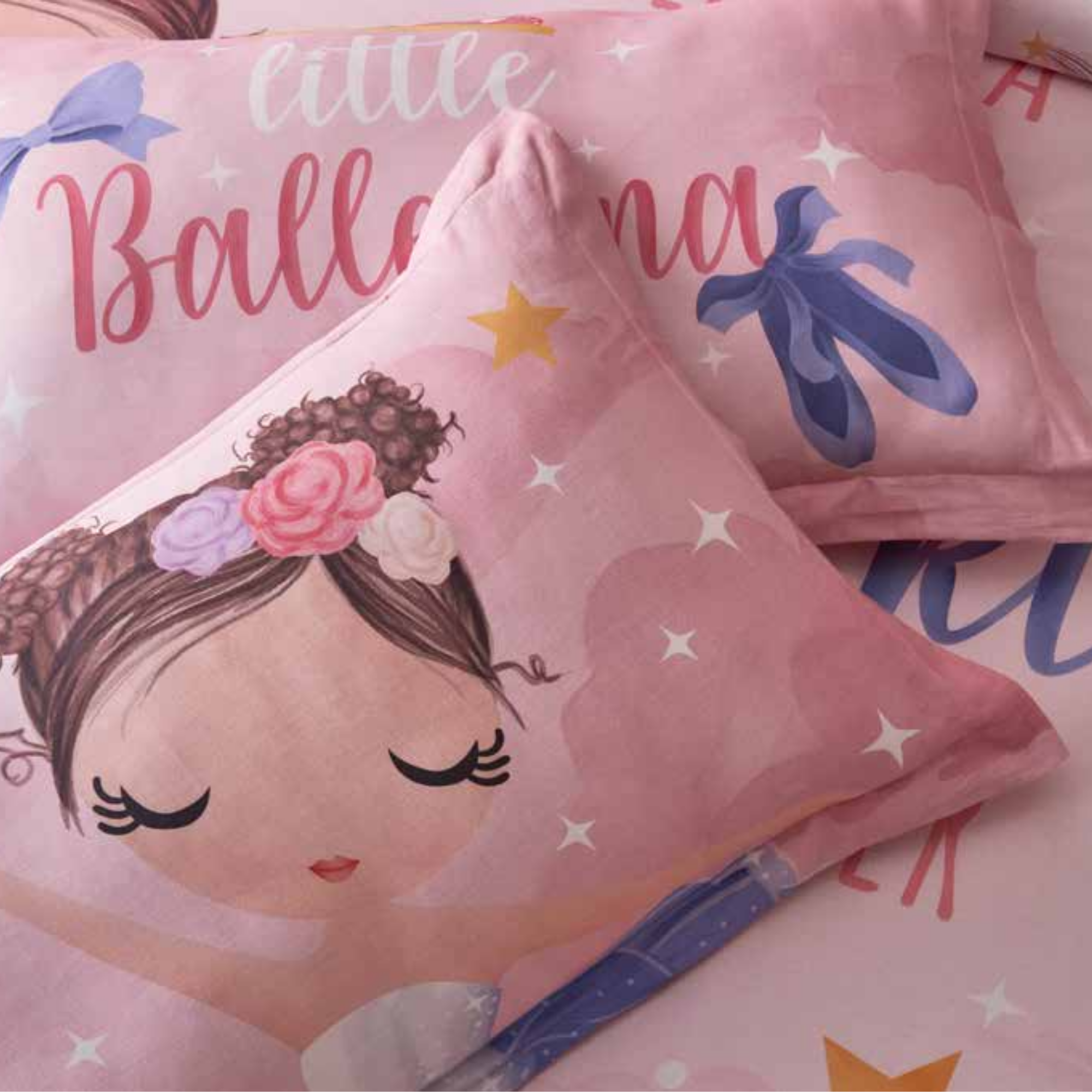 D'Decor Kids Zone Ballerina Candy Floss Digital Print Cotton Bedsheet Set | LB26 Candy Floss