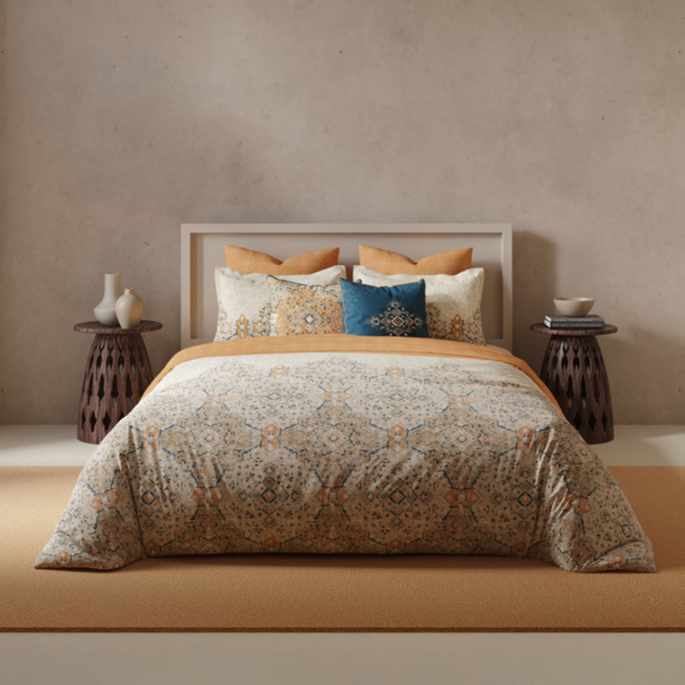 D'Decor Kilim Yoruba Porsche Ethnic Digitally Printed 3-Piece Double Bedsheet Set | KM01 Porsche