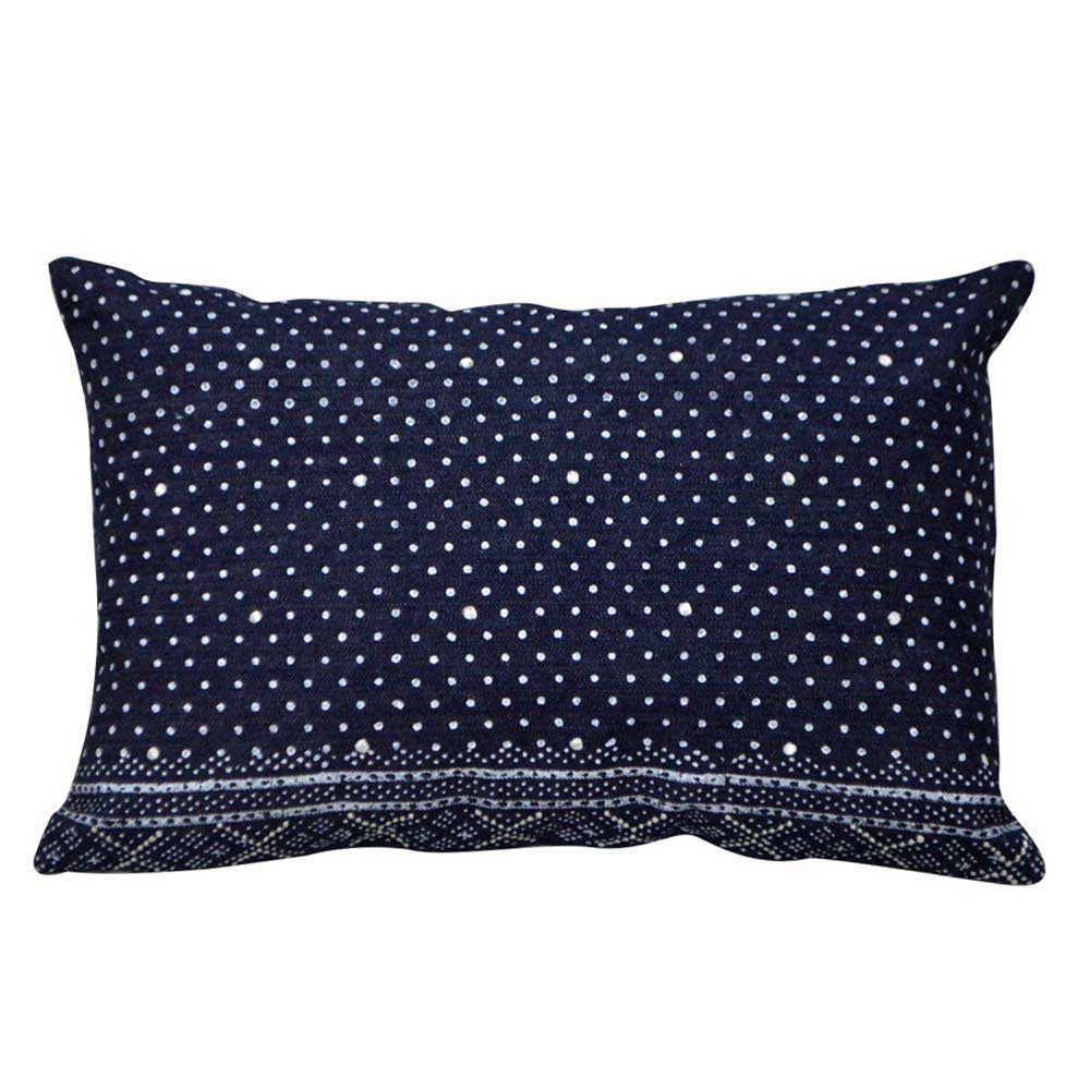 Sadyaska Hand Embroidered Indigo Pillow Cover Denim Hand Block Print Pillow Cases 12" X 18"… 1 Pcs Cushion