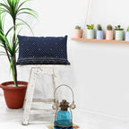 Sadyaska Hand Embroidered Indigo Pillow Cover Denim Hand Block Print Pillow Cases 12" X 18"… 1 Pcs Cushion