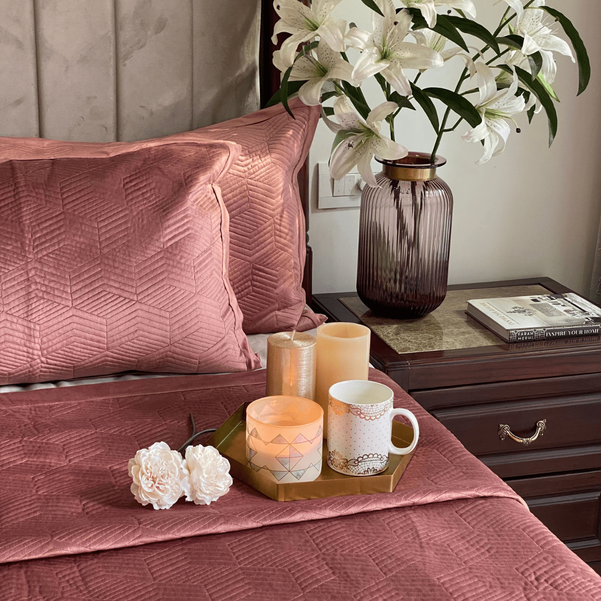 Sadyaska Marvel Blush Velvet 1 Pcs Bedspread
