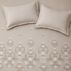 Sansaar by DDdecor Large Bedsheet Set with 2 Pillow Covers - Blossette - Silver Lining - Embroidered - 1 Pc