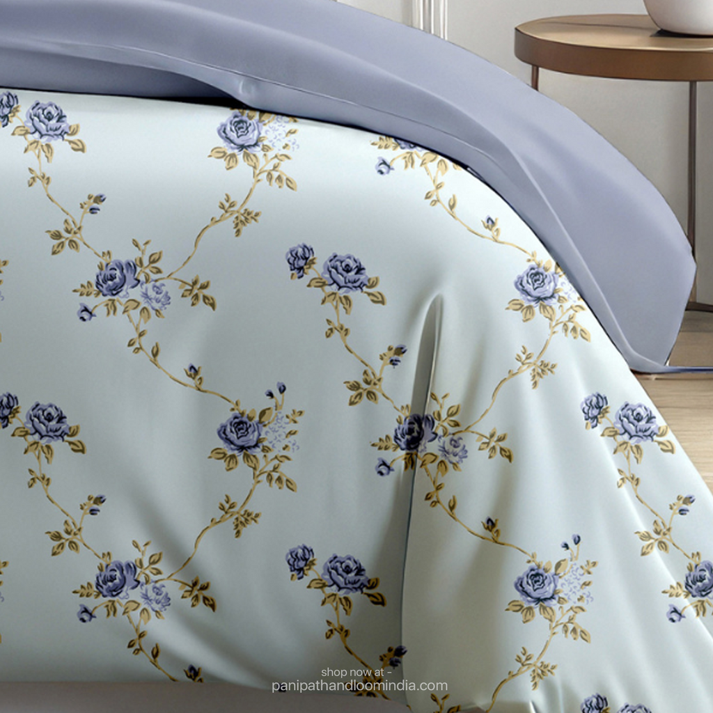 Linsdon Home House of Whites Serene Sprig | Emerald Green Digitally Printed 100% Cotton King Bedsheet Set