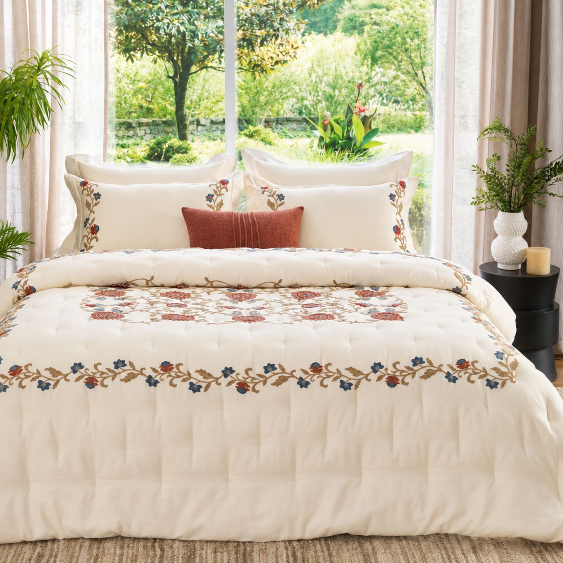 Sansaar by D’Decor Wallflower Embroidered Bed In A Bag 1 Pc
