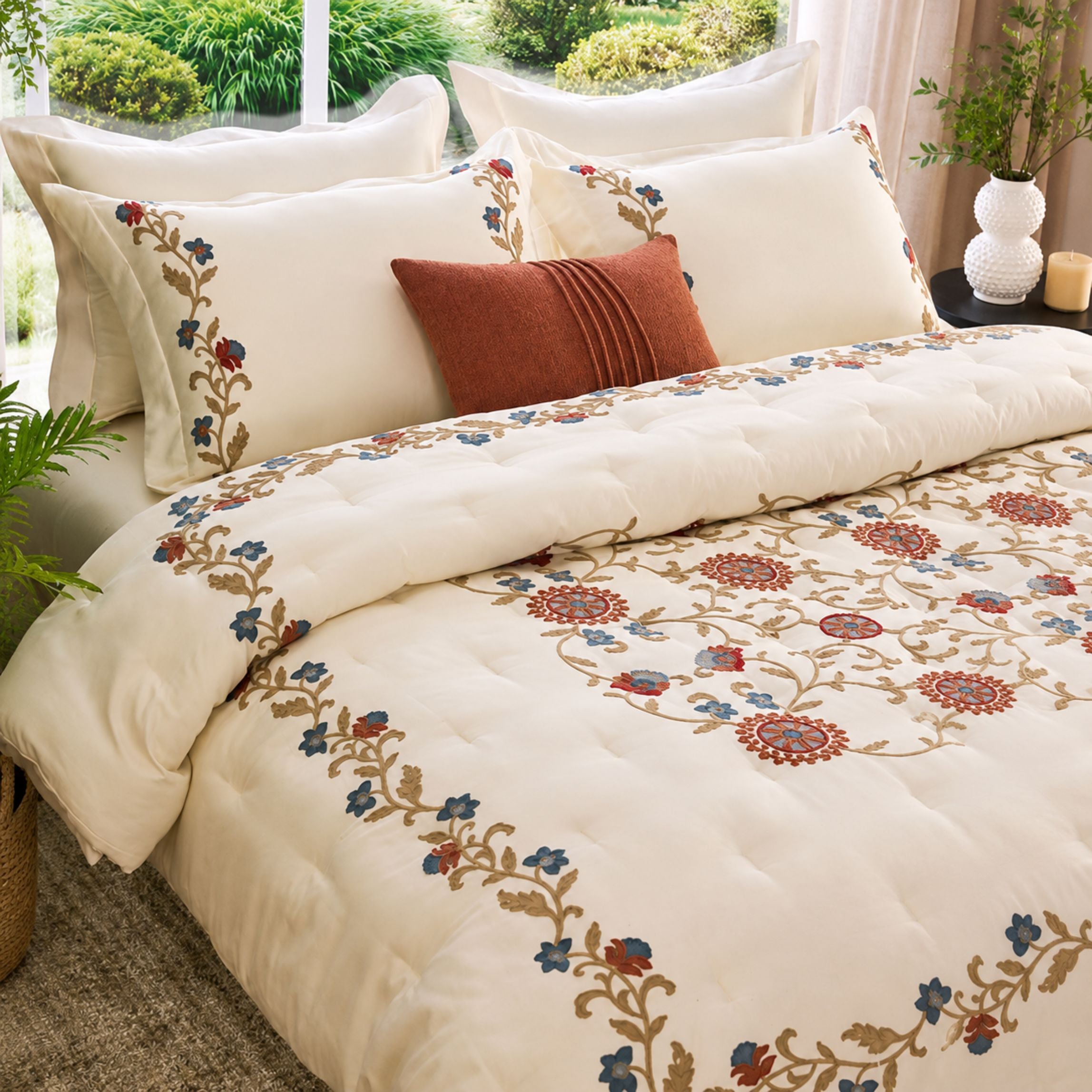 Sansaar by D’Decor Wallflower Embroidered Bed In A Bag 1 Pc