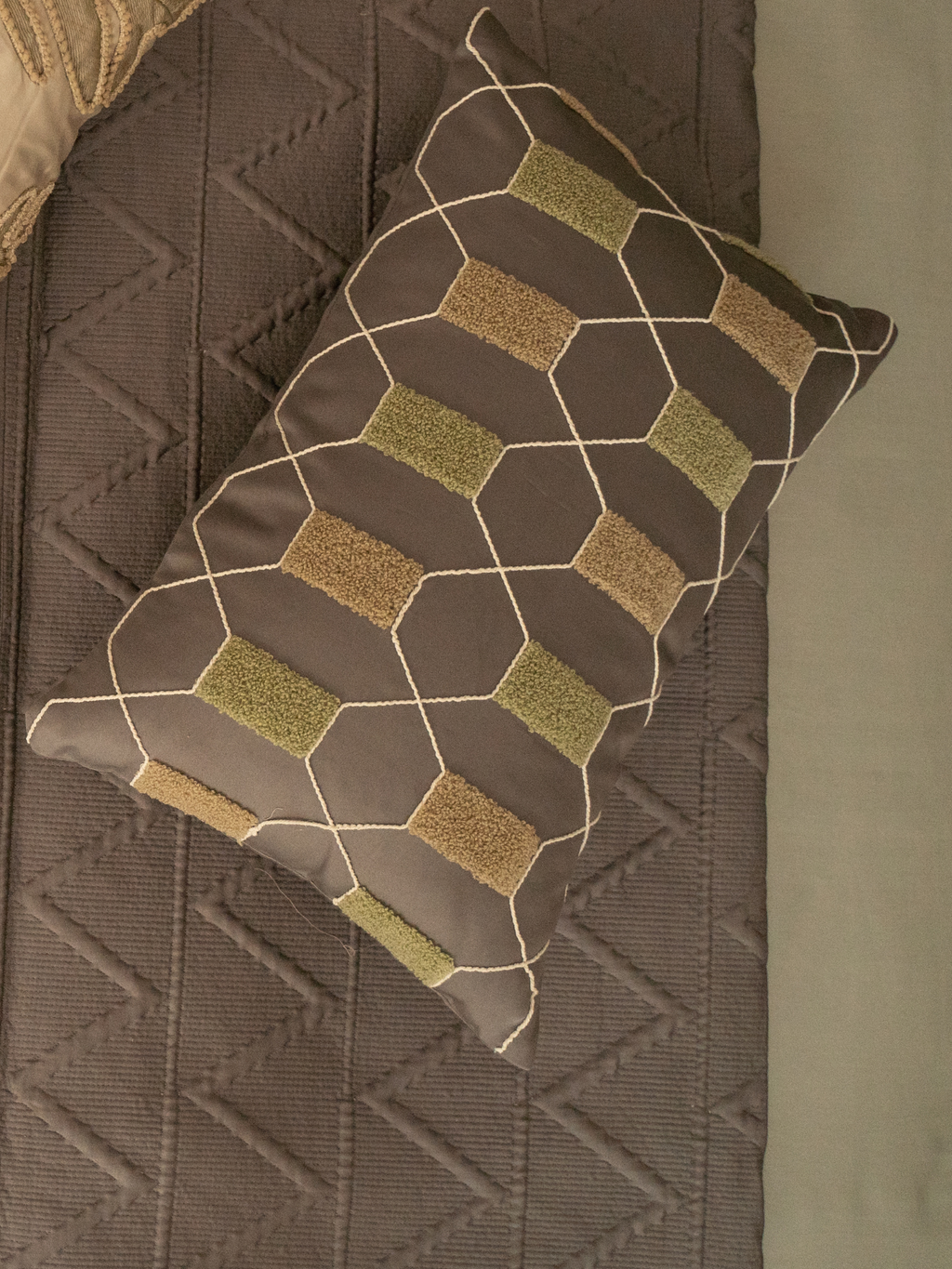 Sadyaska Polygonal Paradise Cotton Embroidered Elephant Grey 12" X 18" 1 Pcs Cushion Cover
