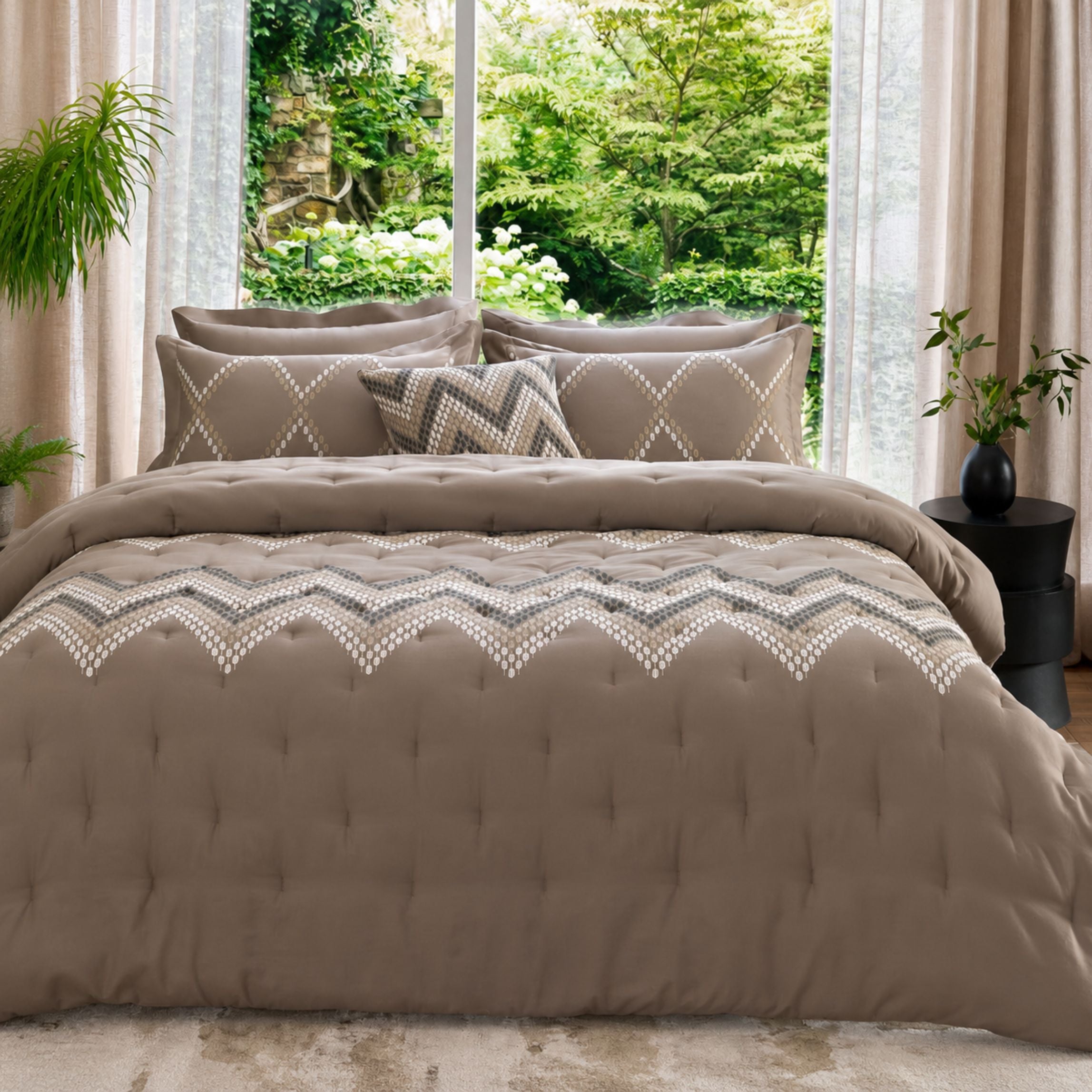 Sansaar by D’Decor Highland Geometric Embroidered Bed In A Bag 1 Pc