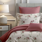 Linsdon Home House of Whites Floral Cascade | Teal Blue Digitally Printed 100% Cotton King Bedsheet Set