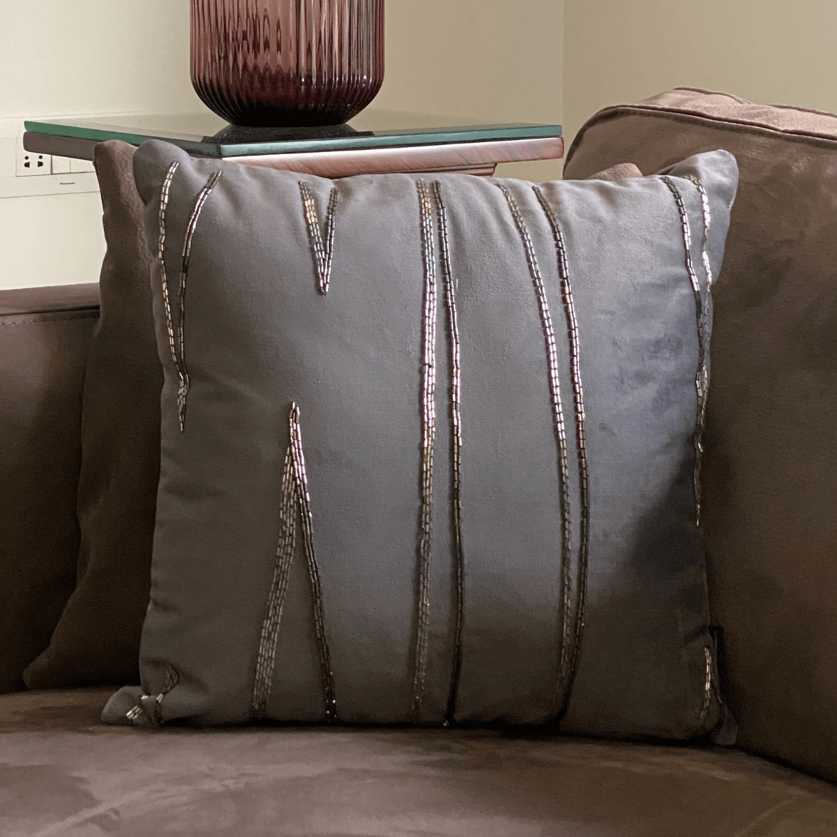 Sadyaska Decorative Draft Dark Grey Velvet 16x16 1 Pcs Cushion Cover