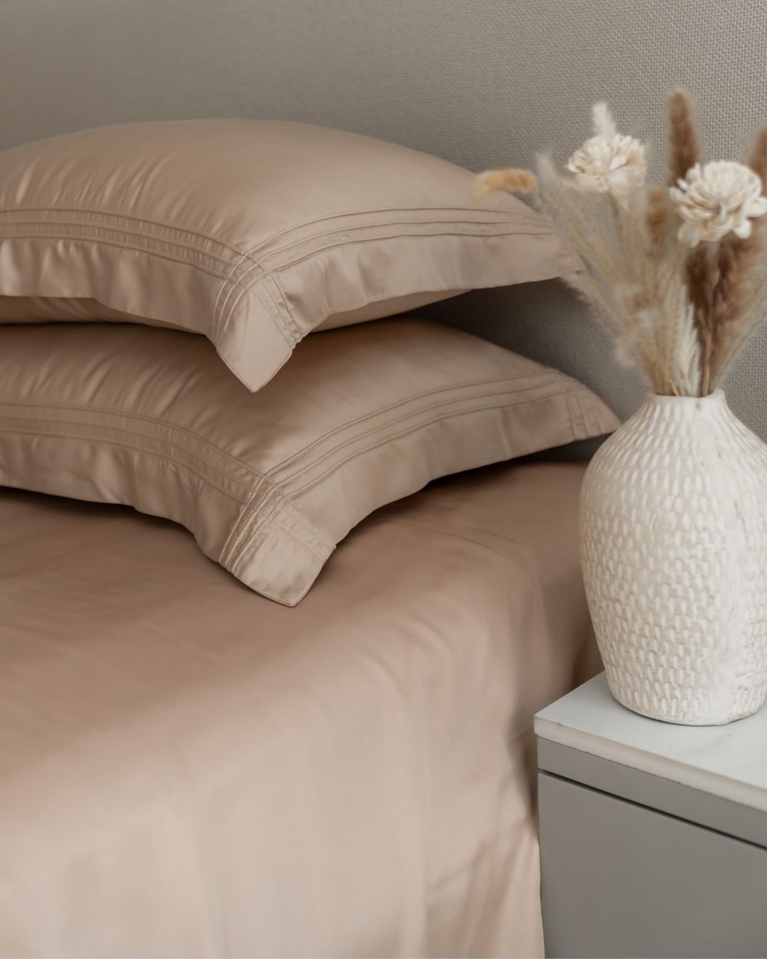 Sadyaska Peach Cream Pleated Bamboo Set 1 Pcs Bedsheet