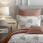 Linsdon Home House of Whites Autumn Whisper | Dusty Peach Digitally Printed 100% Cotton King Bedsheet Set