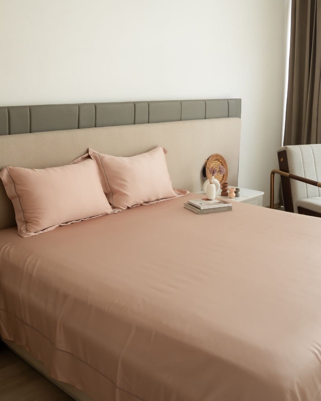 Sadyaska Blush Tencel Set with Lace 1 Pcs Bedsheet