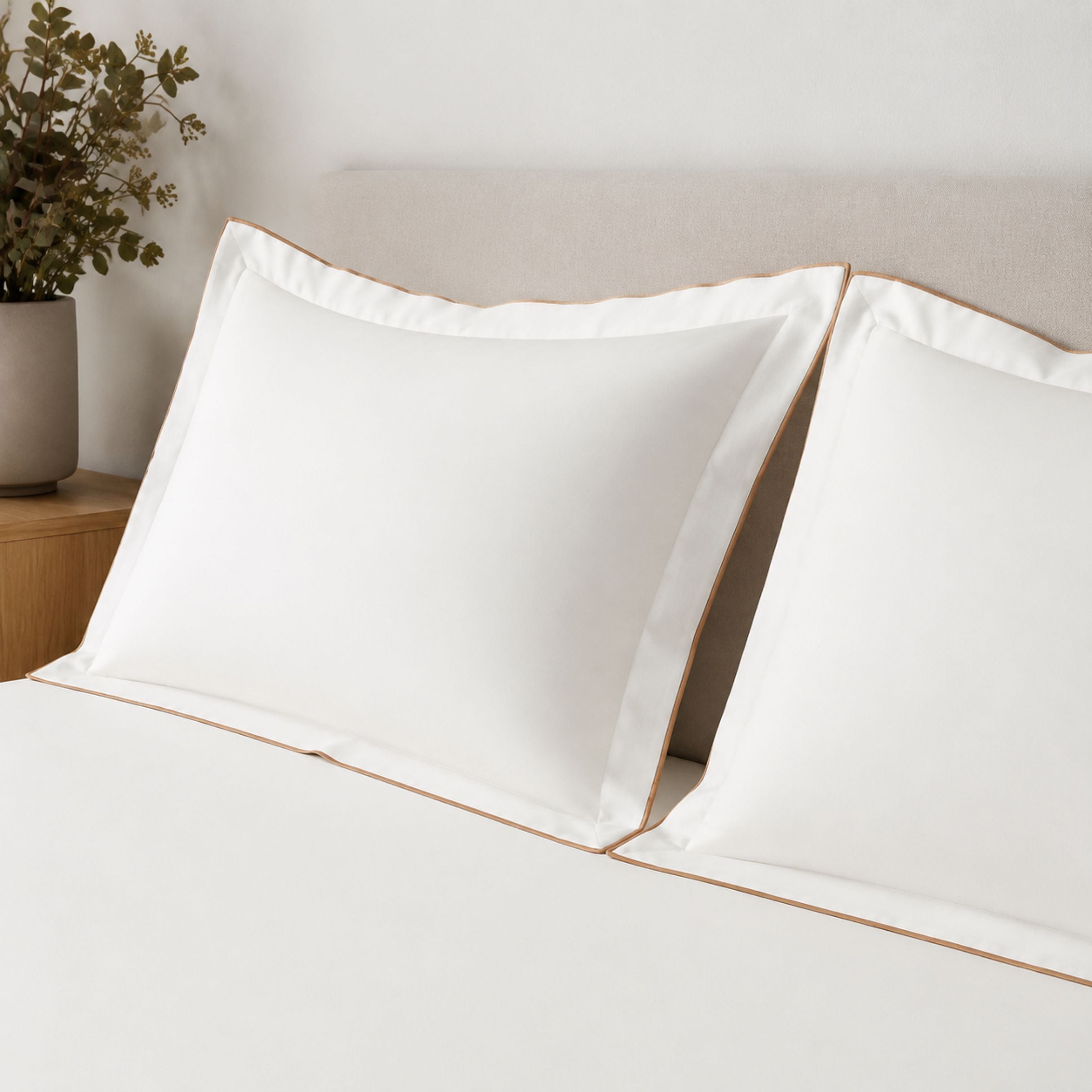 Sansaar by DDdecor Large Bedsheet Set with 2 Pillow Covers - Meadowbud - Tofu - Embroidered - 1 Pc