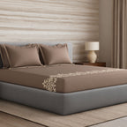 Sansaar by DDdecor Large Bedsheet Set with 2 Pillow Covers - Coronet - Pine Cone - Embroidered - 1 Pc