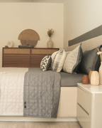 Sadyaska Quilted Beige and Dark Grey Arban Reversible 1 Pcs Bedspread