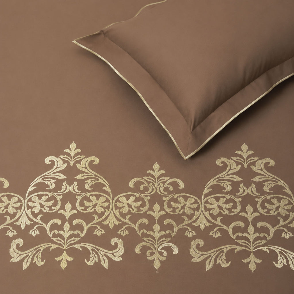 Sansaar by DDdecor Large Bedsheet Set with 2 Pillow Covers - Coronet - Pine Cone - Embroidered - 1 Pc