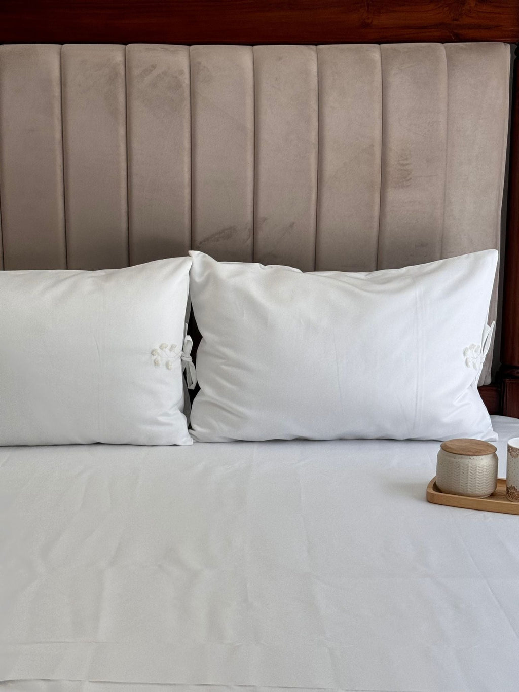 Sadyaska 1000TC Botanique Snow White Egyptian Cotton Set 1 Pcs Bedsheet