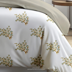 Linsdon Home House of Whites Autumn Whisper | Olive Moss Digitally Printed 100% Cotton King Bedsheet Set