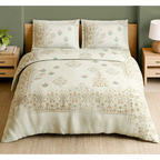 Spaces Shubha Papier Mâché Star White Traditional 3-dimensional Art 300TC Cotton Super King Bed Sheet Set | 1085771 Star White