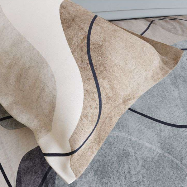 D'Decor Wabi Sabi Velmora Silver Abstract Digitally Printed 5-Piece Double Bedsheet Set | WS01 Velmora Silver