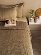 Sadyaska Zayne Rose Gold Velvet Set 1 Pcs Bedspread