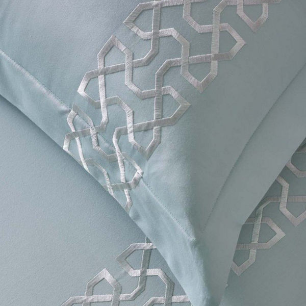 D'Decor Imperial II Stella Pastel Blue Elegant Embroidered 5-Piece Double Bedsheet Set | IP05 Pastel Blue
