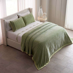 D'Decor Celestia Fern Luxury Bedding Set | Premium Chenille Bed Cover & Embroidered 210 TC Cotton Bedsheet | Oralis CE02 Fern