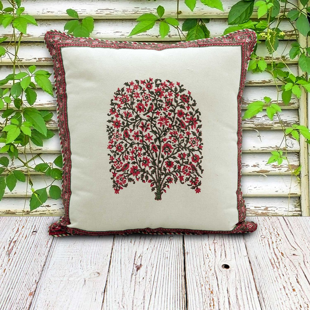 Sadyaska Floral Design Square Block Print Cotton 16"x16" Bedroom, Living Room, Patio s with Zippers… 1 Pcs Cushion Cover