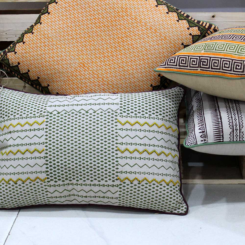Sadyaska Embroidered Handmade Cotton Single Ivory Color (16" X 16")… 1 Pcs Cushion Cover