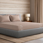 Sansaar by DDdecor Large Bedsheet Set with 2 Pillow Covers - Peonia - Mushroom - Embroidered - 1 Pc