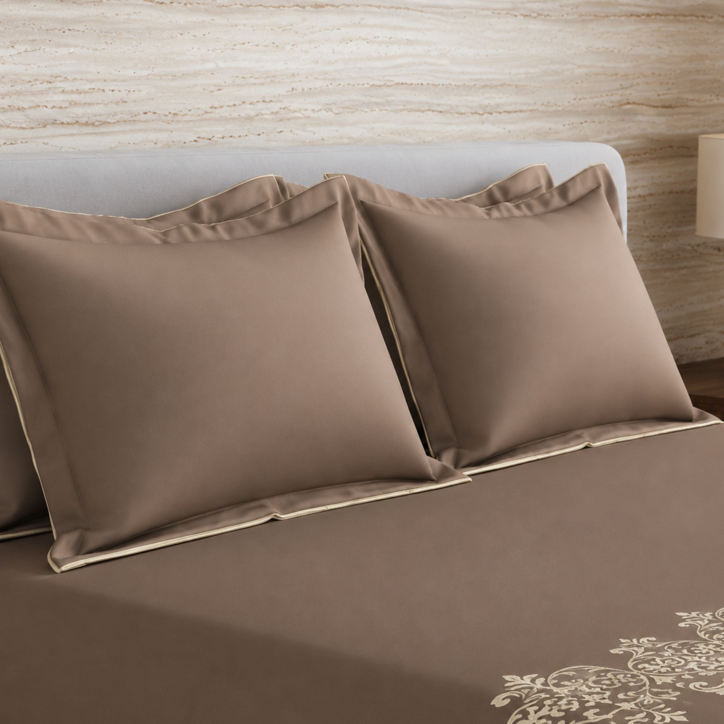 Sansaar by DDdecor Large Bedsheet Set with 2 Pillow Covers - Coronet - Pine Cone - Embroidered - 1 Pc