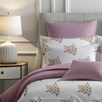 Linsdon Home House of Whites Autumn Whisper | Mauve Mist Digitally Printed 100% Cotton King Bedsheet Set