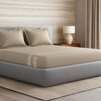 Sansaar by DDdecor Large Bedsheet Set with 2 Pillow Covers - Deco - Metallic Grey - Embroidered - 1 Pc
