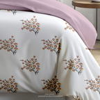 Linsdon Home House of Whites Autumn Whisper | Mauve Mist Digitally Printed 100% Cotton King Bedsheet Set