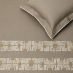 Sansaar by DDdecor Large Bedsheet Set with 2 Pillow Covers - Deco - Metallic Grey - Embroidered - 1 Pc