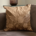 Sadyaska Decorative Bloomy Camel Velvet 16x16 1 Pcs Cushion Cover