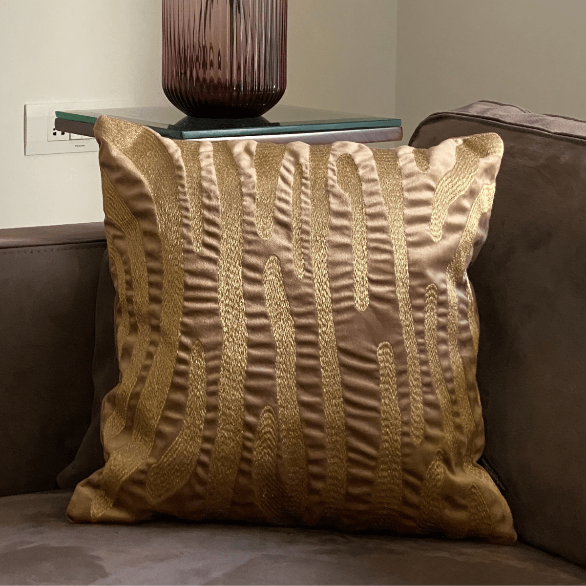 Sadyaska Decorative Leopard Camel Velvet 16x16 1 Pcs Cushion Cover